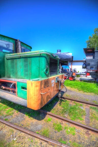 Antiguo Motor Ferroviario Vía Estrecha Arte Ilustración Dibujo Boceto Antiguo — Foto de Stock