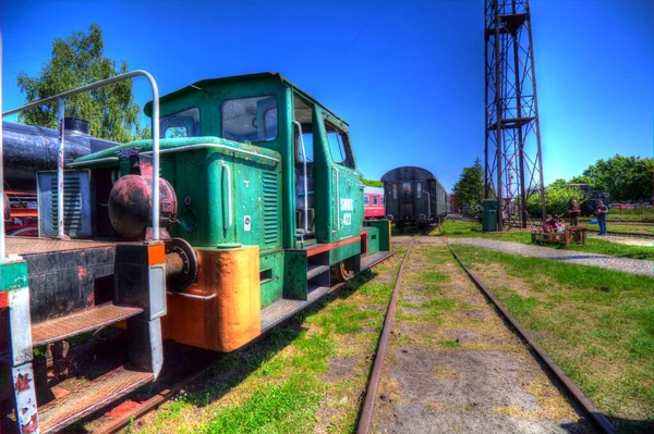 Antiguo Motor Ferroviario Vía Estrecha Arte Ilustración Dibujo Boceto Antiguo —  Fotos de Stock