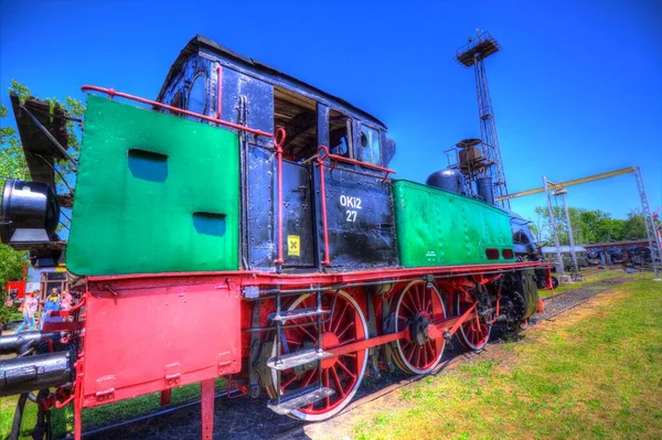 Vecchio Motore Ferroviario Scartamento Ridotto Arte Illustrazione Disegno Schizzo Antico — Foto Stock