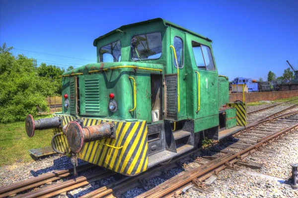 Velho Motor Ferroviário Bitola Estreita Arte Ilustração Puxando Esboço Antiguidade — Fotografia de Stock