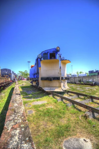 Velho Motor Ferroviário Bitola Estreita Arte Ilustração Puxando Esboço Antiguidade — Fotografia de Stock