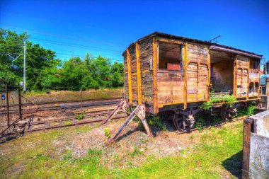 Eski tren vagonu, tren, sanat, illüstrasyon, çizim, eskiz, antika, antika, antika.