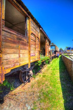 Eski tren vagonu, tren, sanat, illüstrasyon, çizim, eskiz, antika, antika, antika.