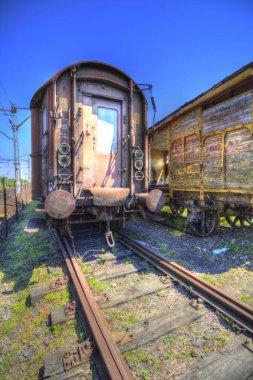 Eski tren vagonu, tren, sanat, illüstrasyon, çizim, eskiz, antika, antika, antika.