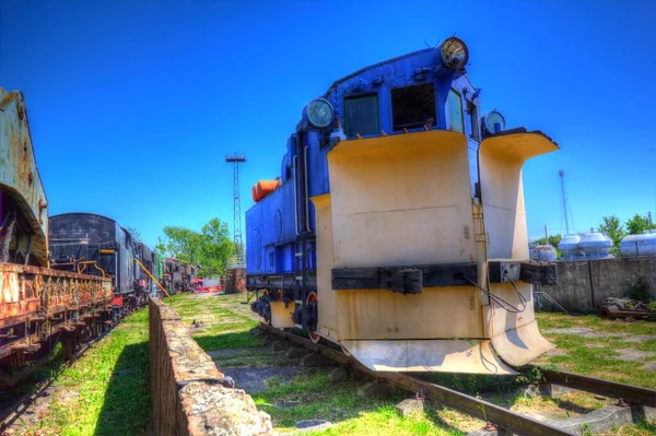 Velho Motor Ferroviário Bitola Estreita Arte Ilustração Puxando Esboço Antiguidade — Fotografia de Stock