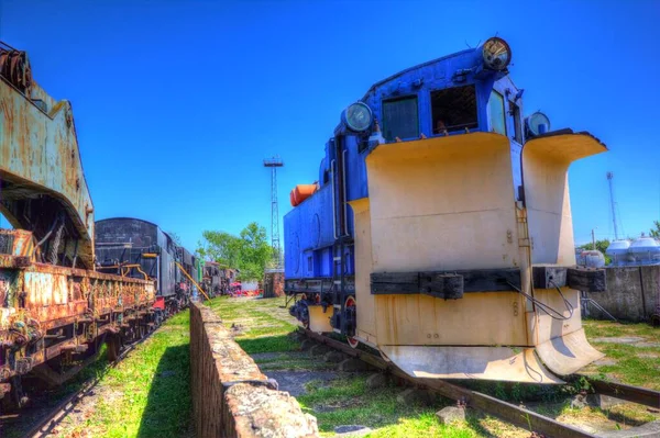 Velho Motor Ferroviário Bitola Estreita Arte Ilustração Puxando Esboço Antiguidade — Fotografia de Stock