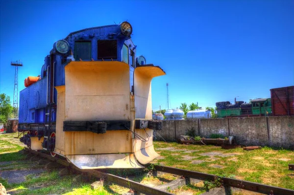 Eski Dar Ölçü Demiryolu Motoru Sanat Illüstrasyon Çizim Eskiz Antika — Stok fotoğraf