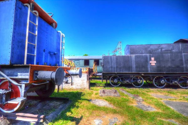 Velho Motor Ferroviário Bitola Estreita Arte Ilustração Puxando Esboço Antiguidade — Fotografia de Stock