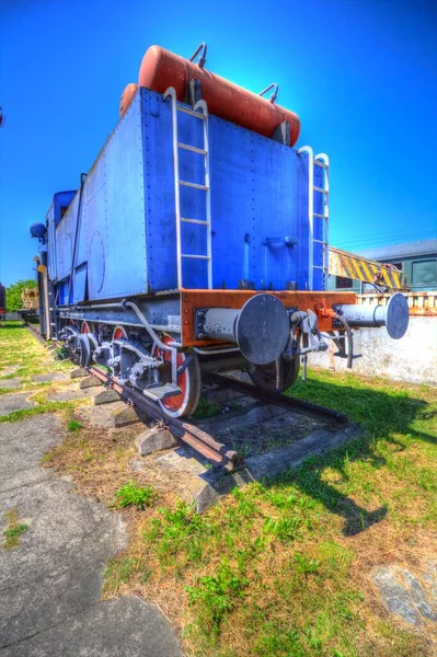 Velho Motor Ferroviário Bitola Estreita Arte Ilustração Puxando Esboço Antiguidade — Fotografia de Stock