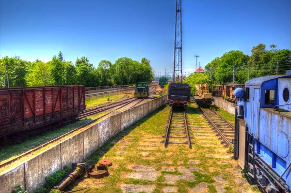 Antiguo Motor Ferroviario Vía Estrecha Arte Ilustración Dibujo Boceto Antiguo — Foto de Stock