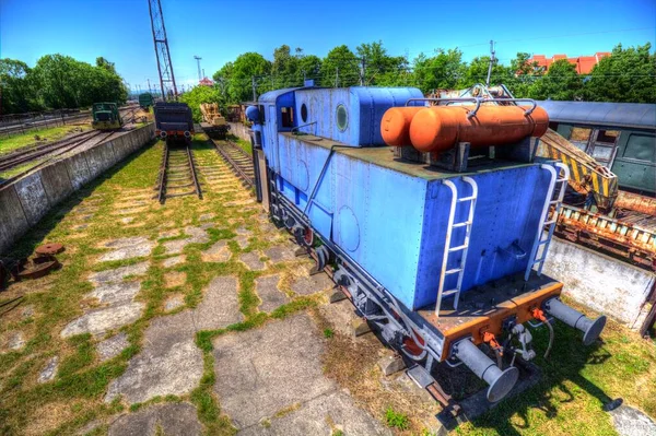 Velho Motor Ferroviário Bitola Estreita Arte Ilustração Puxando Esboço Antiguidade — Fotografia de Stock