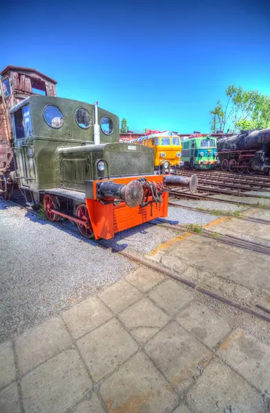 Antiguo Motor Ferroviario Vía Estrecha Arte Ilustración Dibujo Boceto Antiguo —  Fotos de Stock