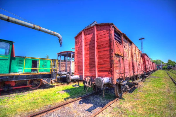 Velho Vagão Transporte Ferroviário Trem Arte Illust Puxando Esboço Antiguidade — Fotografia de Stock