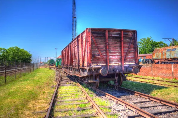 Vecchia Ferrovia Carro Merci Treno Arte Illustrazione Disegno Schizzo Antico — Foto Stock