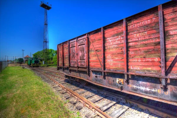 Stary Wagon Towarowy Pociąg Sztuka Ilustracja Rysunek Szkic Antyk Retro — Zdjęcie stockowe