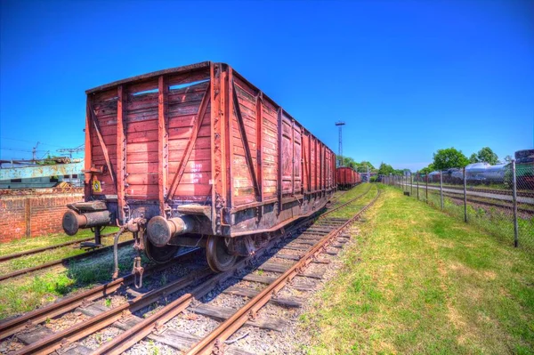 Velho Vagão Transporte Ferroviário Trem Arte Illust Puxando Esboço Antiguidade — Fotografia de Stock