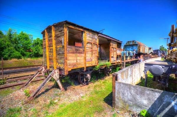 Viejo Vagón Mercancías Ferroviarias Tren Arte Ilustración Dibujo Boceto Antiguo — Foto de Stock