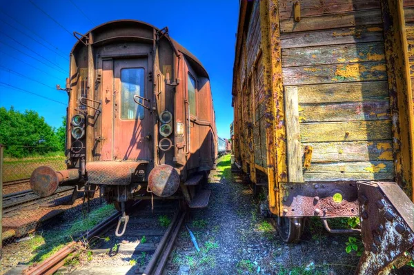 Velho Vagão Transporte Ferroviário Trem Arte Illust Puxando Esboço Antiguidade — Fotografia de Stock