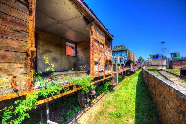 Alter Eisenbahngüterwagen Zug Kunst Illustration Zeichnung Skizze Antik Retro Jahrgang — Stockfoto