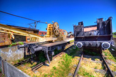 Demiryolu vinci, fotoğrafçılık, paslı, vagon, tren, sanat, illüstrasyon, çizim, eskiz, antika, retro, vintage.