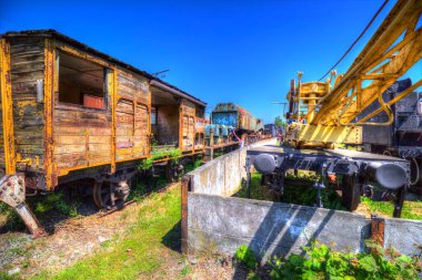 Demiryolu vinci, fotoğrafçılık, paslı, vagon, tren, sanat, illüstrasyon, çizim, eskiz, antika, retro, vintage.