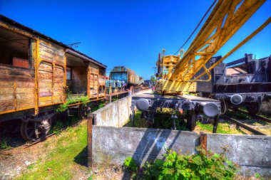 Demiryolu vinci, fotoğrafçılık, paslı, vagon, tren, sanat, illüstrasyon, çizim, eskiz, antika, retro, vintage.