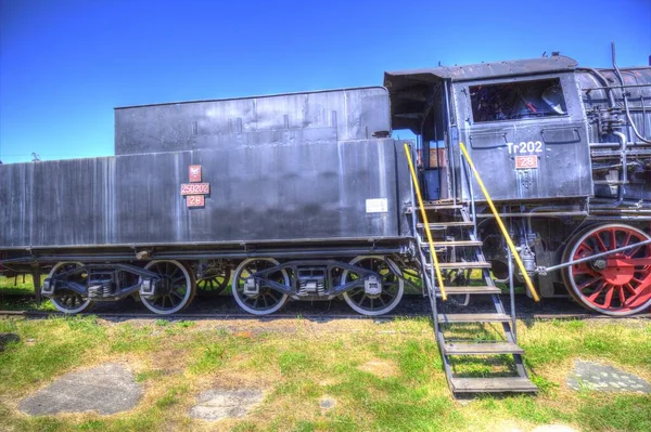 Carbón Vegetal Tren Locomotora Vapor Fotografía Oxidado Vagón Tren Arte — Foto de Stock