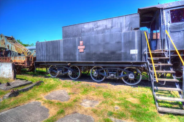Carbón Vegetal Tren Locomotora Vapor Fotografía Oxidado Vagón Tren Arte —  Fotos de Stock