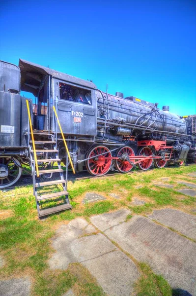 Carbón Vegetal Tren Locomotora Vapor Fotografía Oxidado Vagón Tren Arte — Foto de Stock