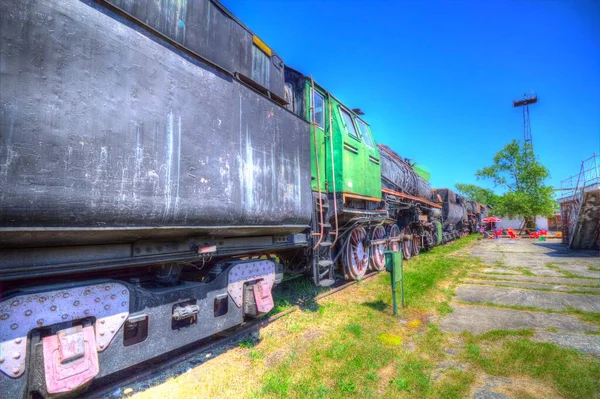 Carbón Vegetal Tren Locomotora Vapor Fotografía Oxidado Vagón Tren Arte — Foto de Stock