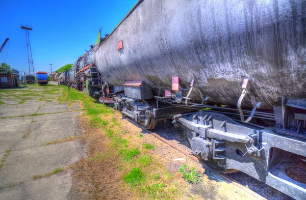 Carvão Trem Locomotiva Vapor Fotografia Enferrujado Vagão Trem Arte Ilustração — Fotografia de Stock