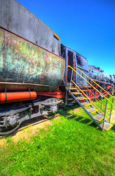 Carvão Trem Locomotiva Vapor Fotografia Enferrujado Vagão Trem Arte Ilustração — Fotografia de Stock