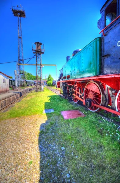 Kleine Lokomotive Dampf Fotografie Rostig Waggon Zug Kunst Illustration Zeichnung — Stockfoto