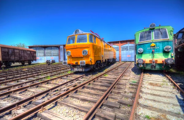 Diferentes Tipos Locomotoras Antiguas Tren Fotografía Oxidado Vagón Arte Ilustración —  Fotos de Stock