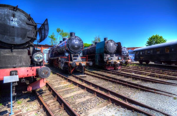 Différents Types Vieilles Locomotives Train Photographie Rouillé Wagon Art Illustration — Photo