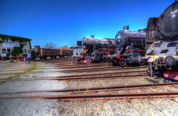 Diversi Tipi Vecchie Locomotive Treno Fotografia Arrugginito Carro Arte Illustrazione — Foto Stock