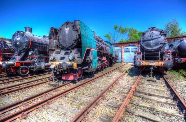 Différents Types Vieilles Locomotives Train Photographie Rouillé Wagon Art Illustration — Photo