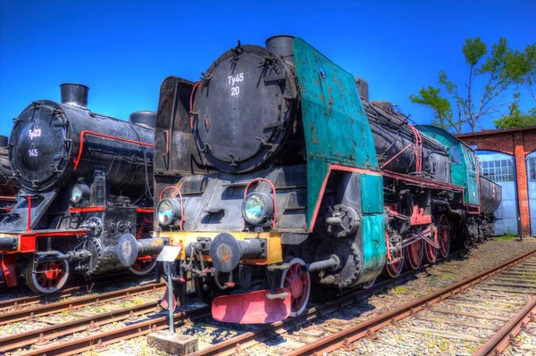 Verschiedene Arten Von Alten Lokomotiven Zug Fotografie Rostig Wagen Kunst — Stockfoto