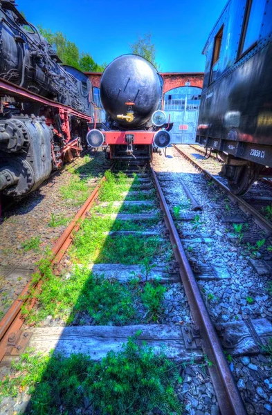 Verschillende Soorten Oude Locomotieven Trein Fotografie Roestig Wagen Kunst Illustratie — Stockfoto