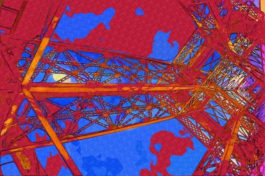 Paris sanat tasarımı illüstrasyonu Fransa Eyfel Kulesi fotoğrafçılık