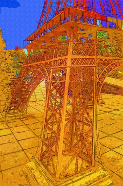 Paris sanat tasarımı illüstrasyonu Fransa Eyfel Kulesi fotoğrafçılık