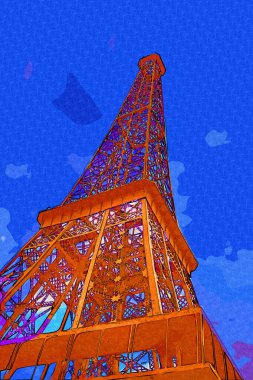 Paris sanat tasarımı illüstrasyonu Fransa Eyfel Kulesi fotoğrafçılık