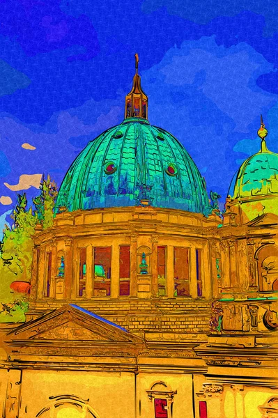 Berliner Dom Berlijn Deutschland Duitsland Europa Illustratie Retro Vintage Antieke — Stockfoto