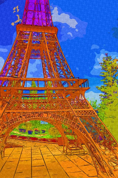 París Ilustración Diseño Artístico Francia Torre Eiffel Fotografias — Foto de Stock