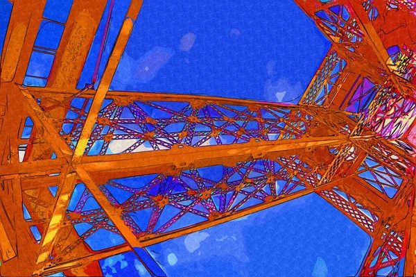 Παρίσι Τέχνη Σχέδιο Εικονογράφηση Γαλλία Πύργος Του Άιφελ Φωτογραφία — Φωτογραφία Αρχείου