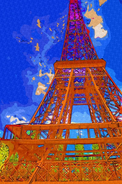 Paříž Výtvarný Design Ilustrace Francie Eiffelova Věž Fotografie — Stock fotografie