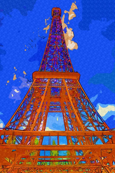 Parigi Arte Disegno Illustrazione Francia Torre Eiffel Raccolta Foto — Foto Stock