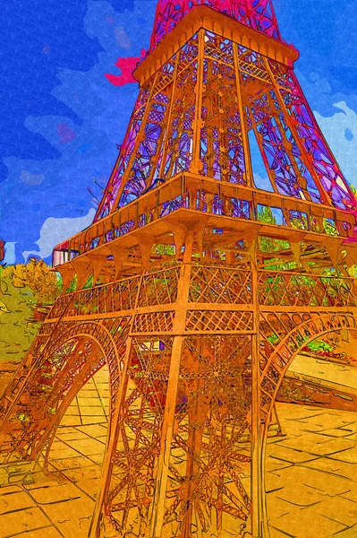 París Ilustración Diseño Artístico Francia Torre Eiffel Fotografias — Foto de Stock