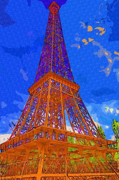 París Ilustración Diseño Artístico Francia Torre Eiffel Fotografias —  Fotos de Stock