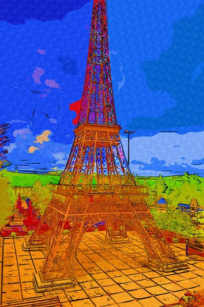 París Ilustración Diseño Artístico Francia Torre Eiffel Fotografias — Foto de Stock